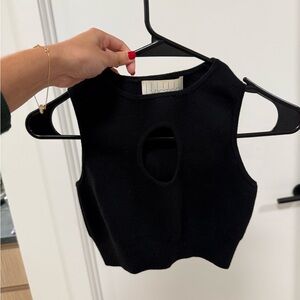 Victor Glemaud Black Sleeveless Cutout Crop Top